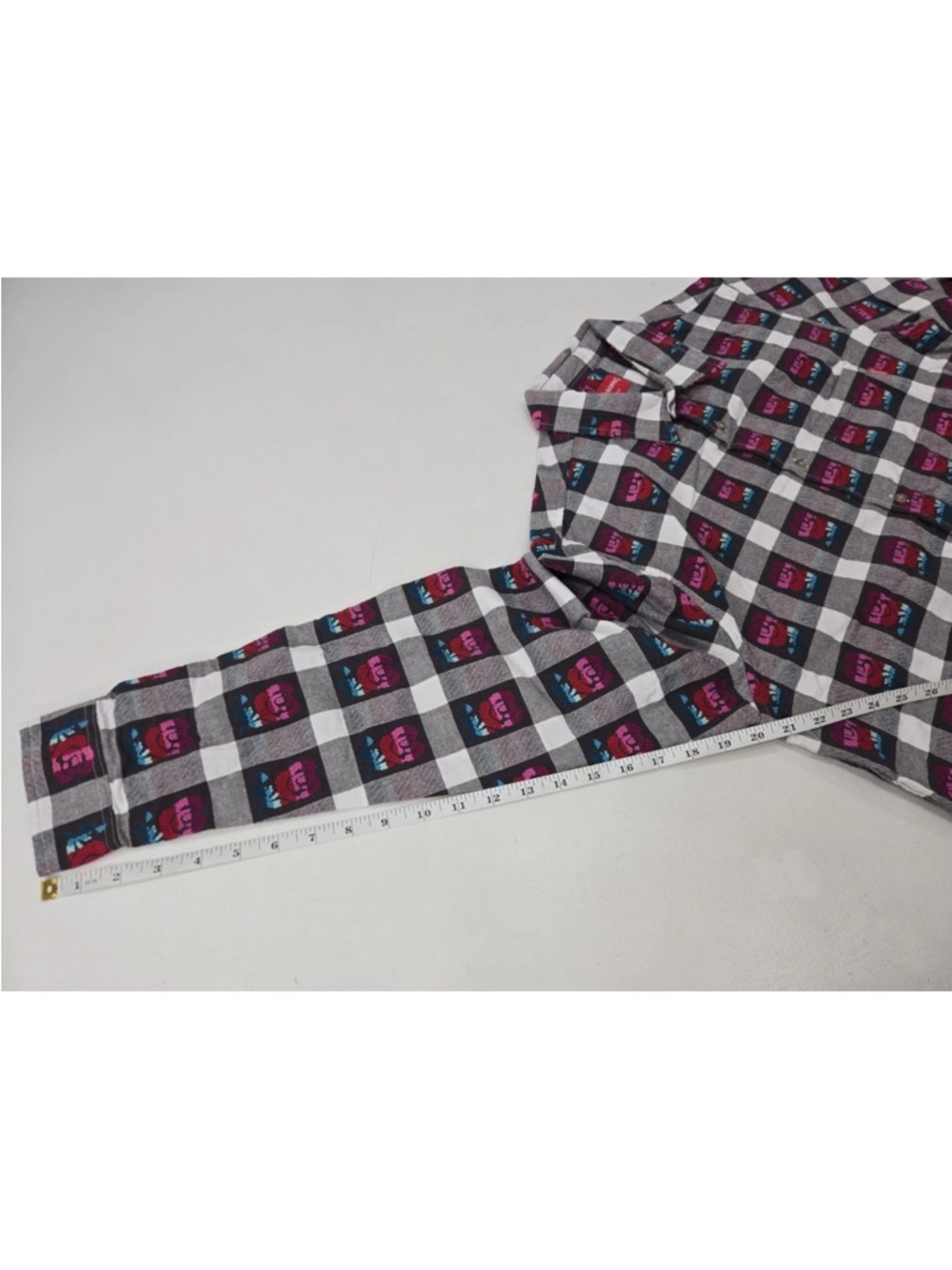 SUPREME Rose Buffalo Plaid Shirt Cotton Button Up Size M Mens - Picture 6 of 8
